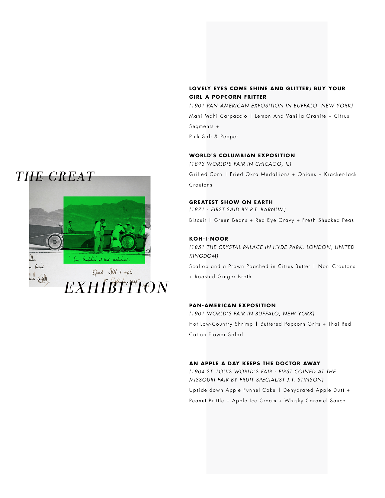 Printed menu for The Great Exhibition